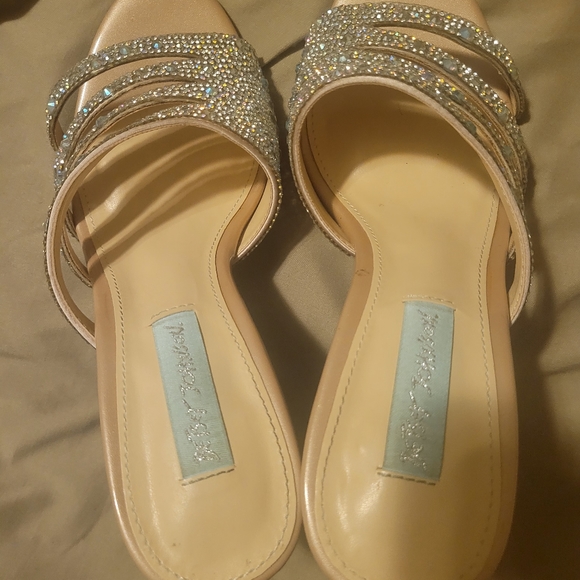 Size 7 Betsey Johnson heels. Nude color with AB crystals. - Picture 8 of 9
